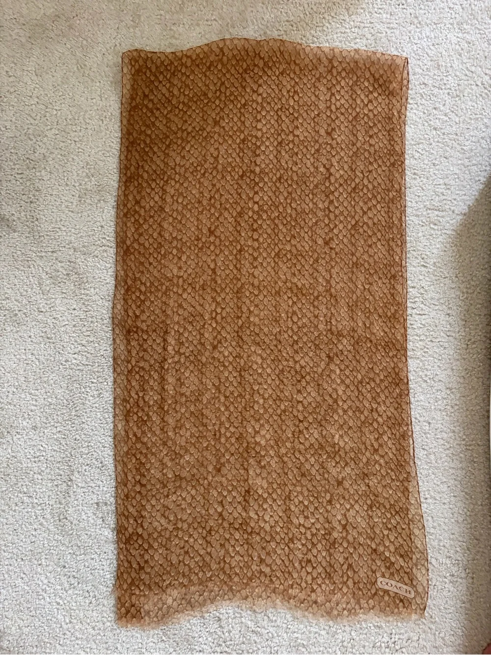 Coach Silk Brown Python Scarf Panel 20”*76”